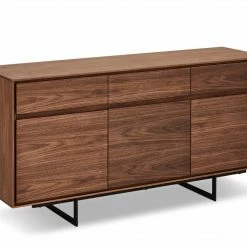 Ebuy24 Tokyo Sideboard 3 - Eiche Schwarzbraun Dekor - Kastanienbraun - 45 x 155 cm - Glas