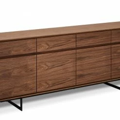 Ebuy24 Tori Sideboard - Tori Sideboard 4 Schubladen, 4 Türen, Wallnuss Furnier, schwarz.