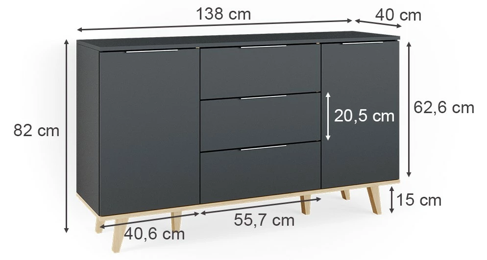 Vicco Sideboard „Neptune“ Anthrazit/Sandeiche – Bild 6