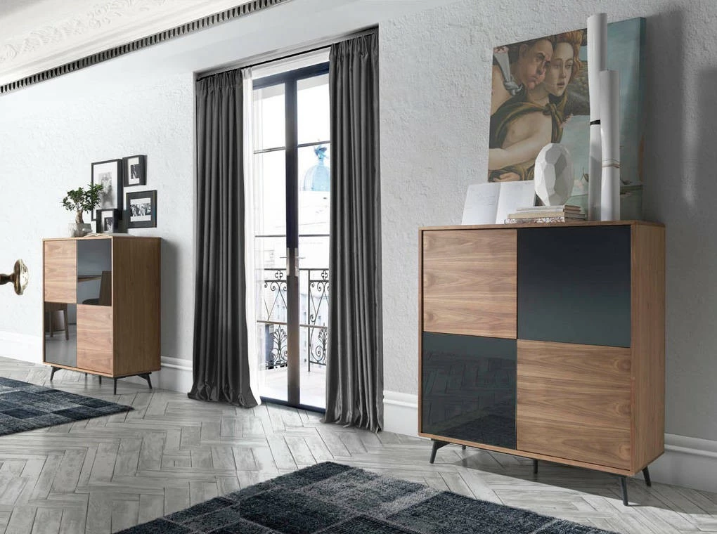 ANGEL CERDA Sideboard aus Nussbaum und Glas – Bild 3