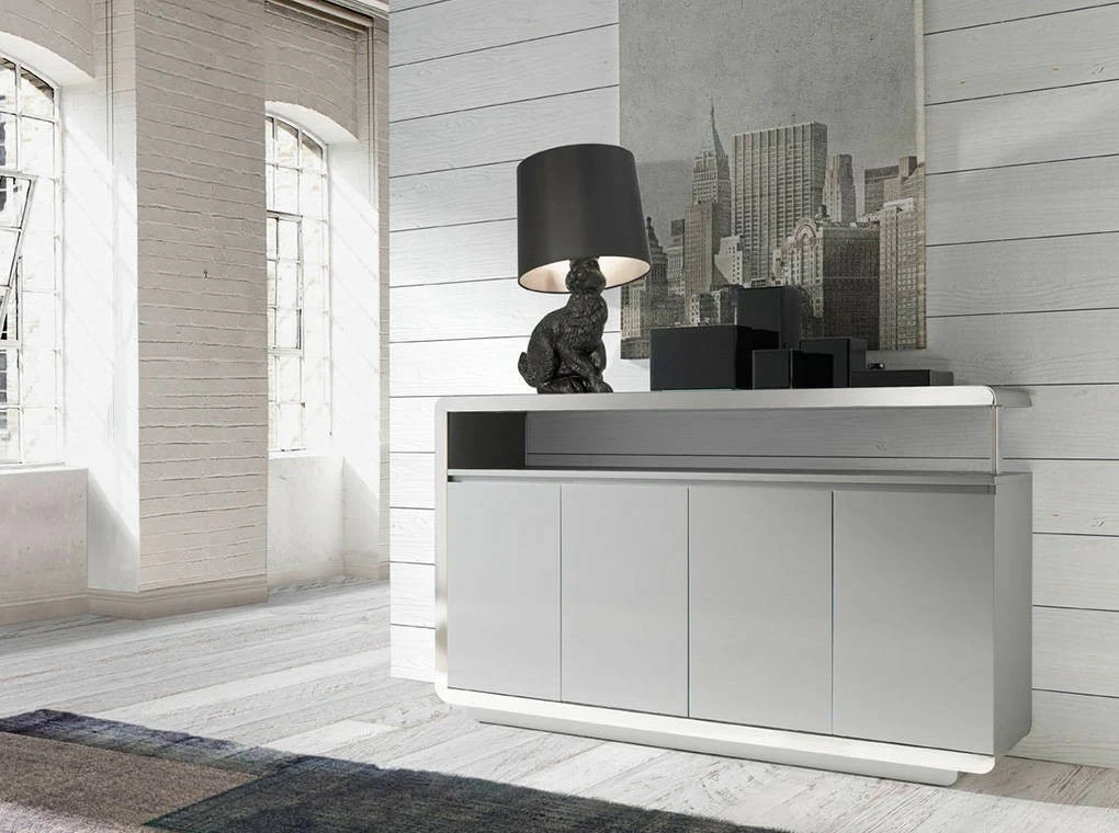 ANGEL CERDA Weißes Sideboard mit Stahlstruktur – Bild 3