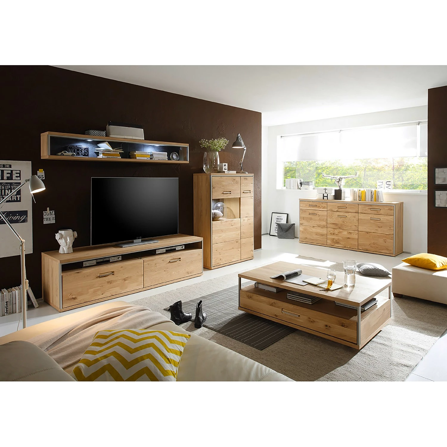 Ars Natura Sideboard Lopburi - Eiche Bianco teilmassiv - Eiche Bianco / Schiefer – Bild 5