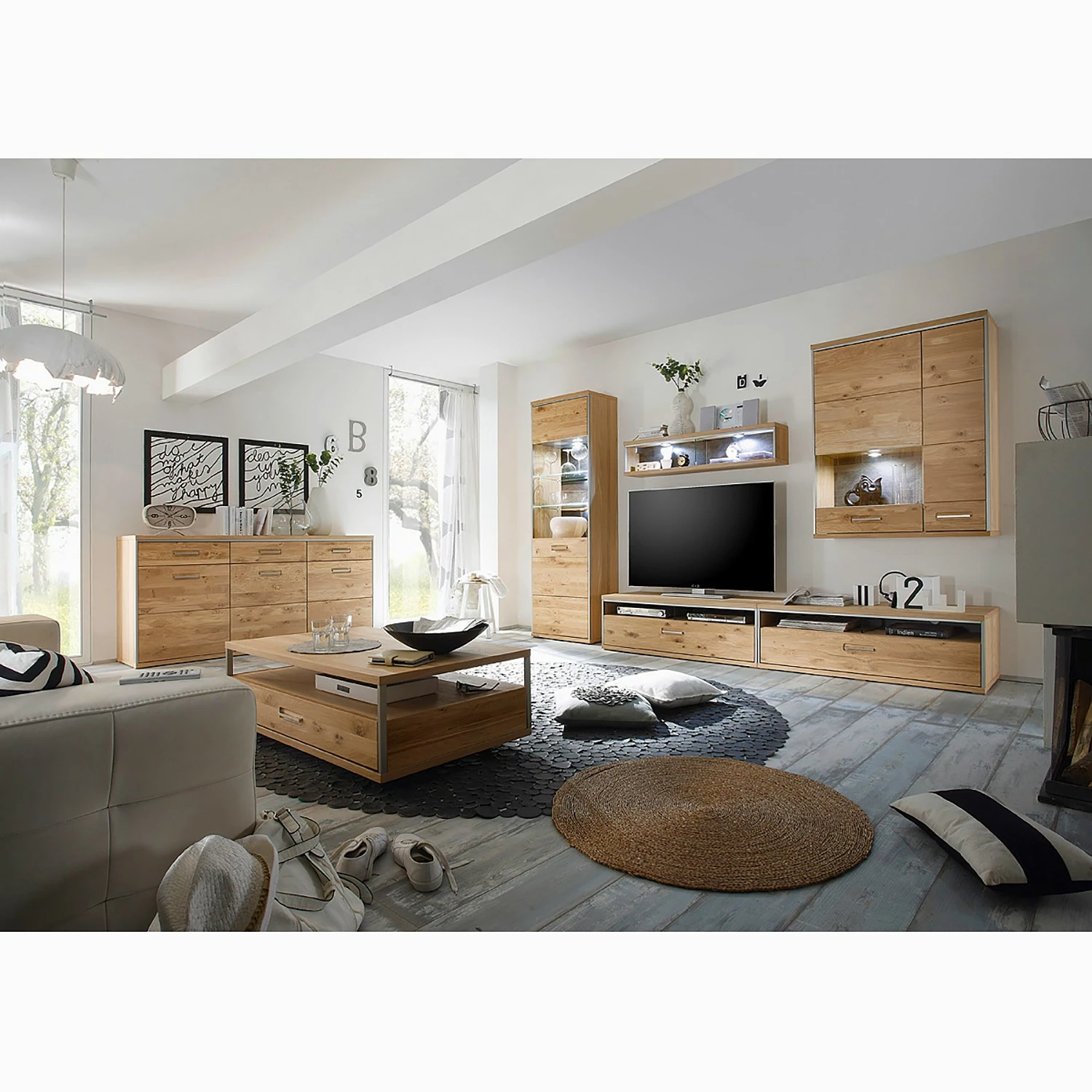 Ars Natura Sideboard Lopburi - Eiche Bianco teilmassiv - Eiche Bianco / Schiefer – Bild 6