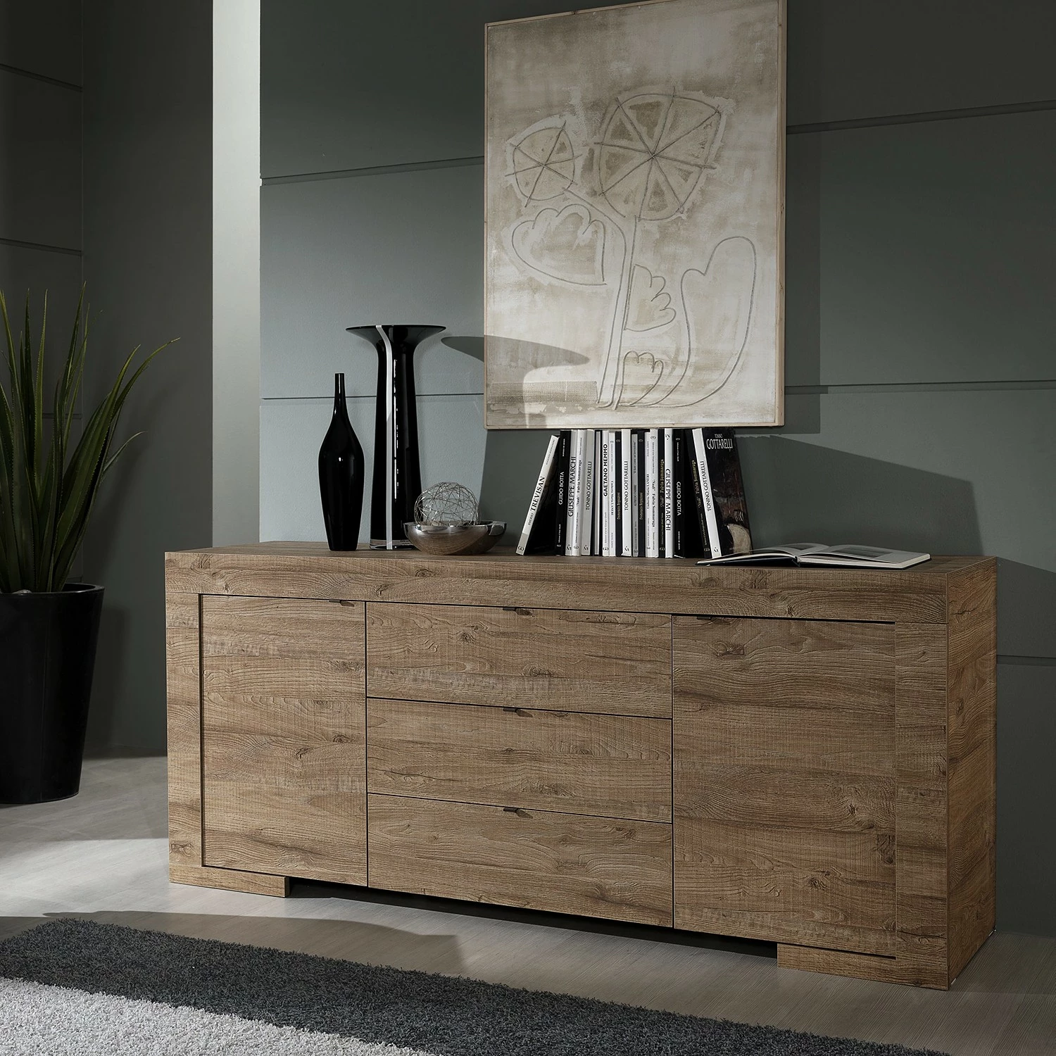 LC Spa Sideboard Milano LC - Eiche Dunkel Dekor – Bild 2