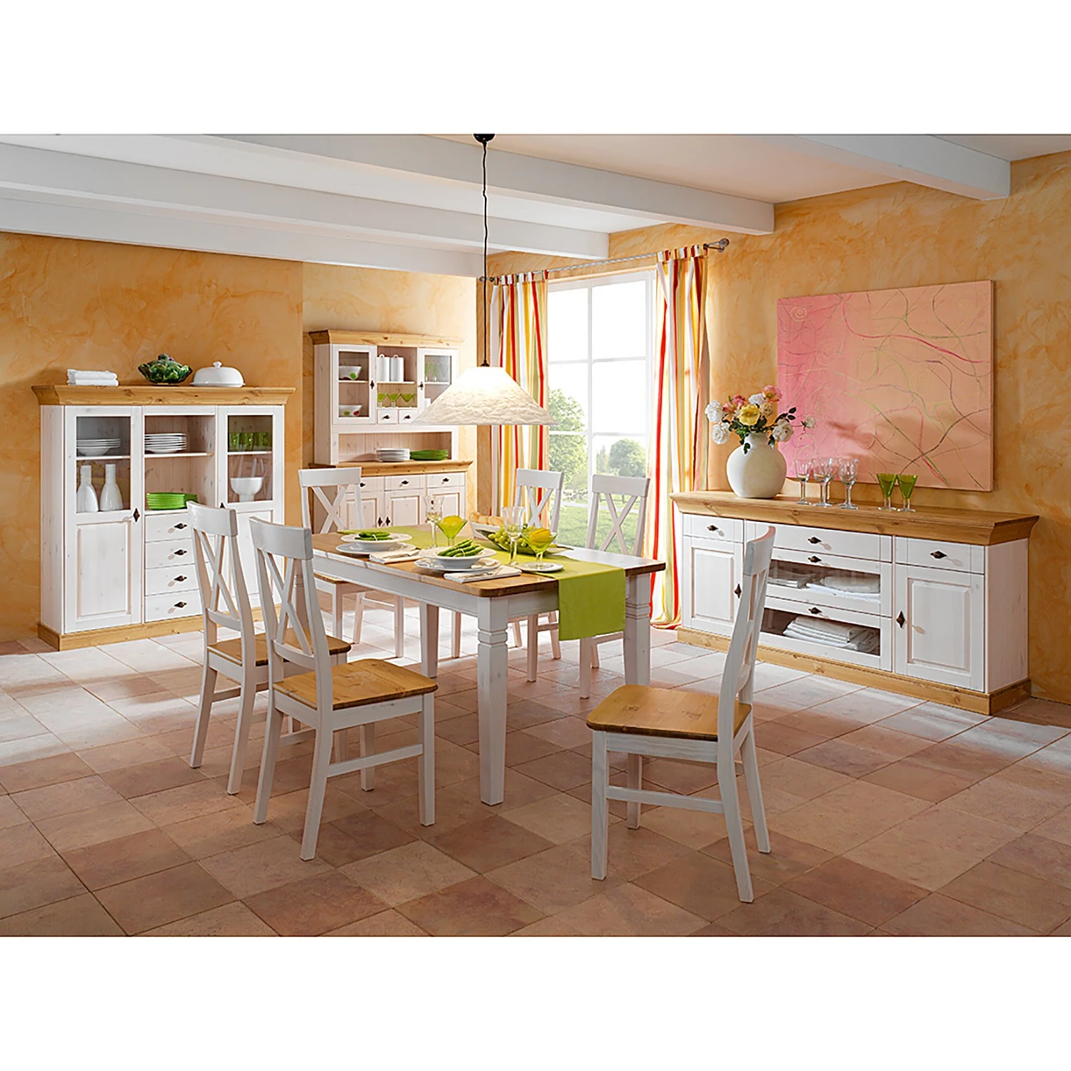 Maison Belfort Sideboard Bergen II - Kiefer massiv - Kiefer Weiß / Kiefer Laugenfarbig – Bild 3