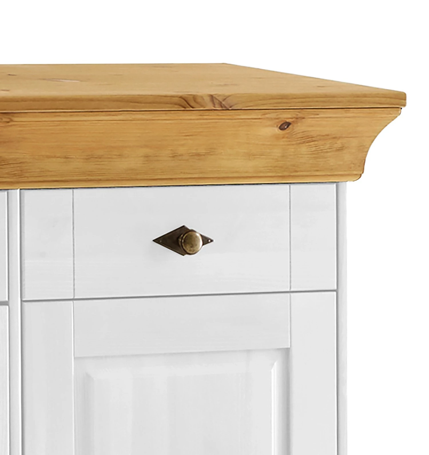 Maison Belfort Sideboard Bergen II - Kiefer massiv - Kiefer Weiß / Kiefer Laugenfarbig – Bild 6