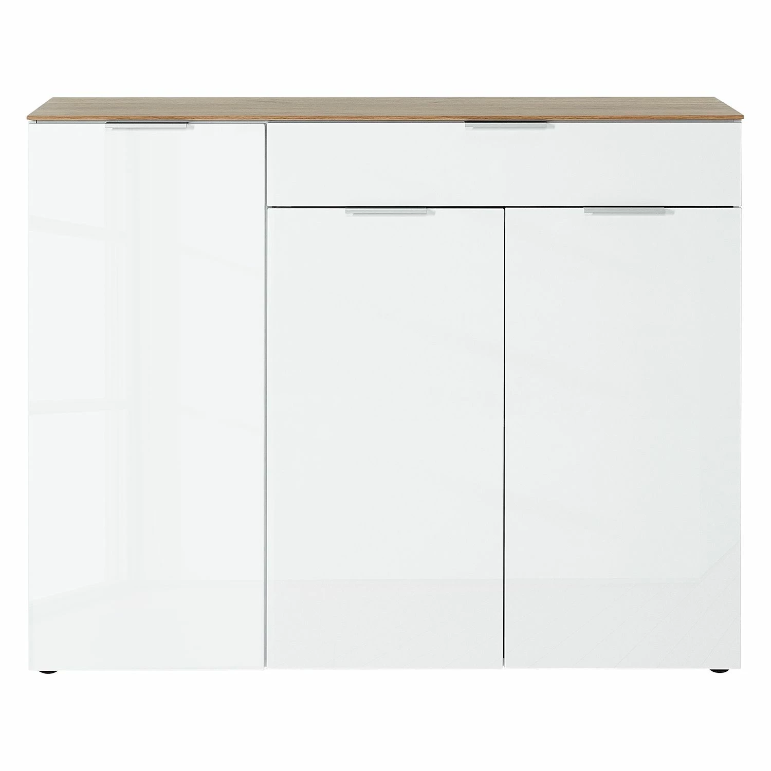 Germania Sideboard Cetano - Hochglanz Weiß / Eiche Navarra Dekor - Breite: 134 cm – Bild 3
