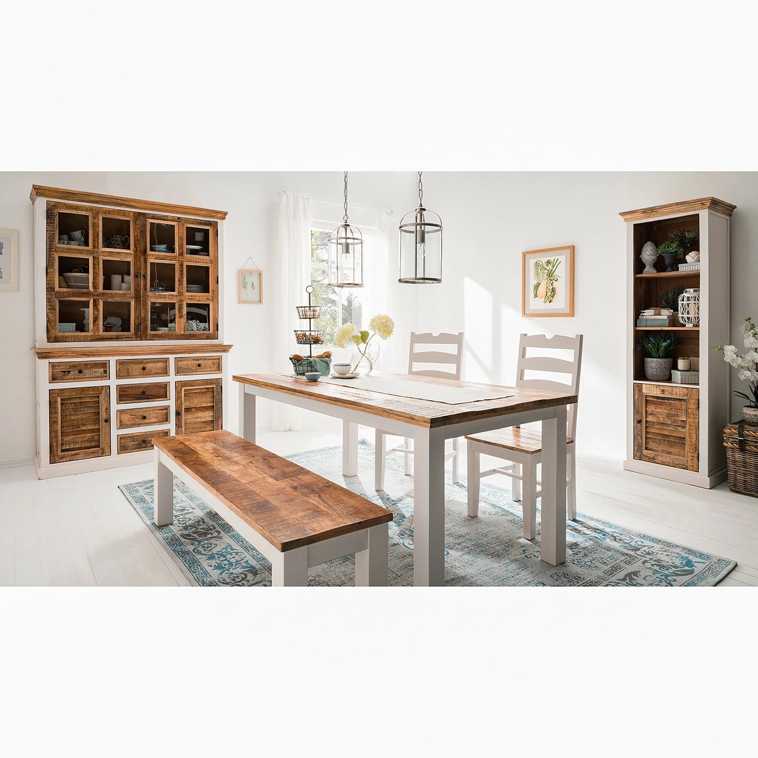 Maison Belfort Sideboard Newhaven - Mango teilmassiv - Mango / Weiß – Bild 2