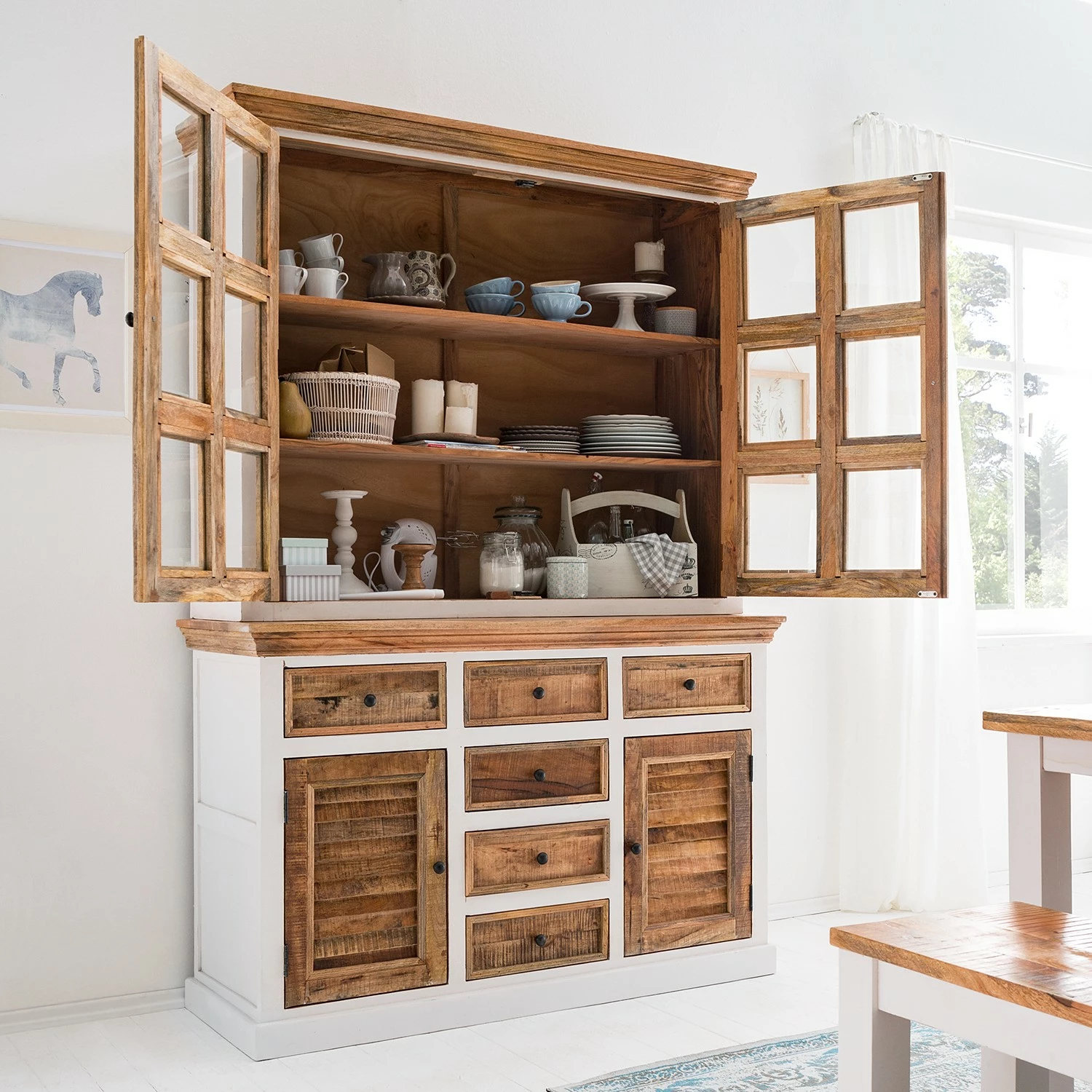 Maison Belfort Sideboard Newhaven - Mango teilmassiv - Mango / Weiß – Bild 4