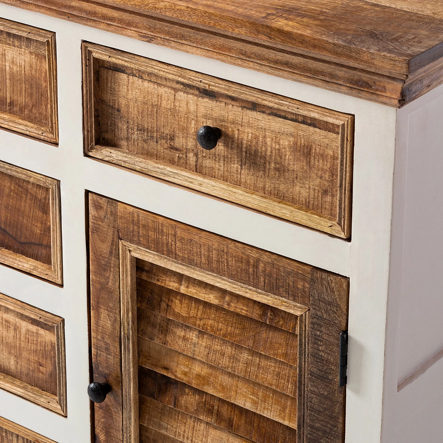 Maison Belfort Sideboard Newhaven - Mango teilmassiv - Mango / Weiß – Bild 9