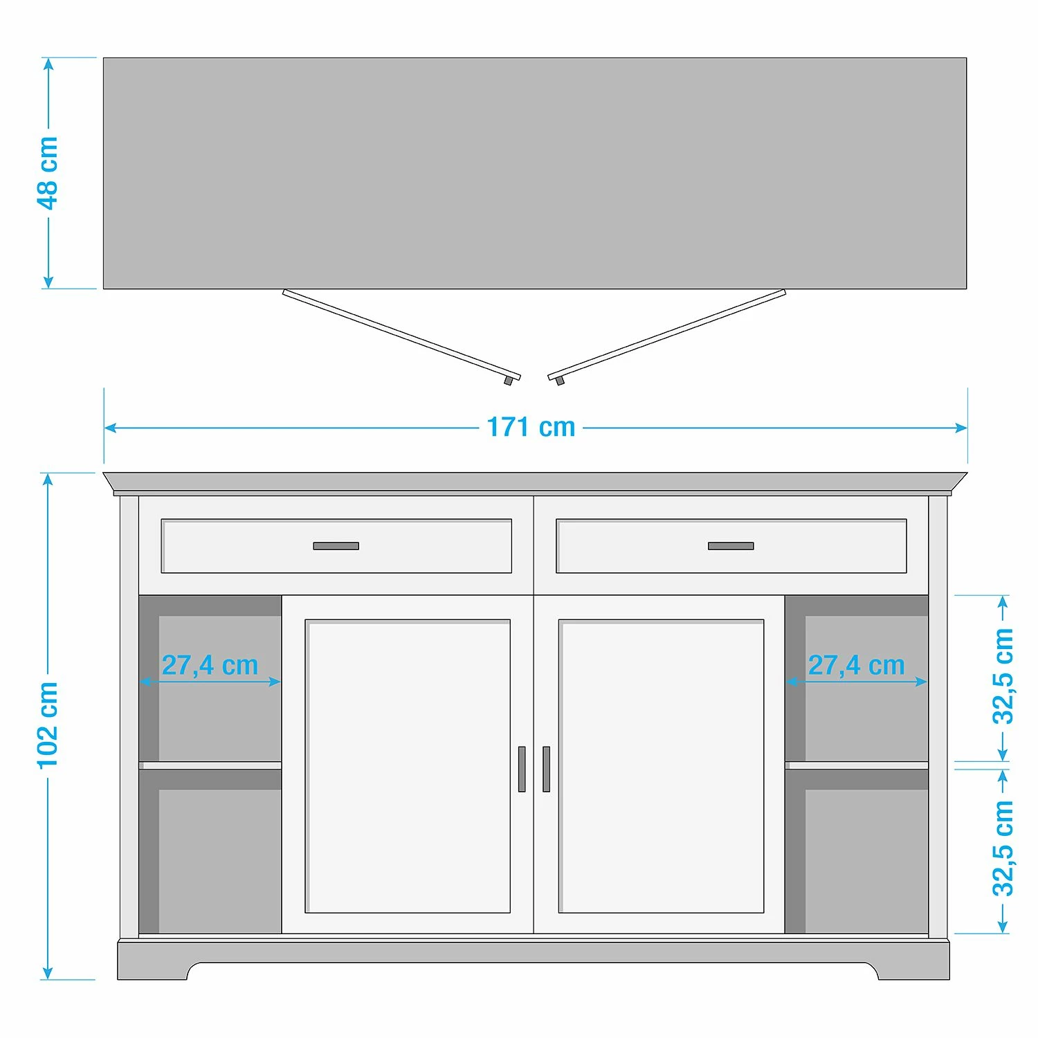 Ridgevalley Sideboard Jasmund II - Weiß – Bild 6