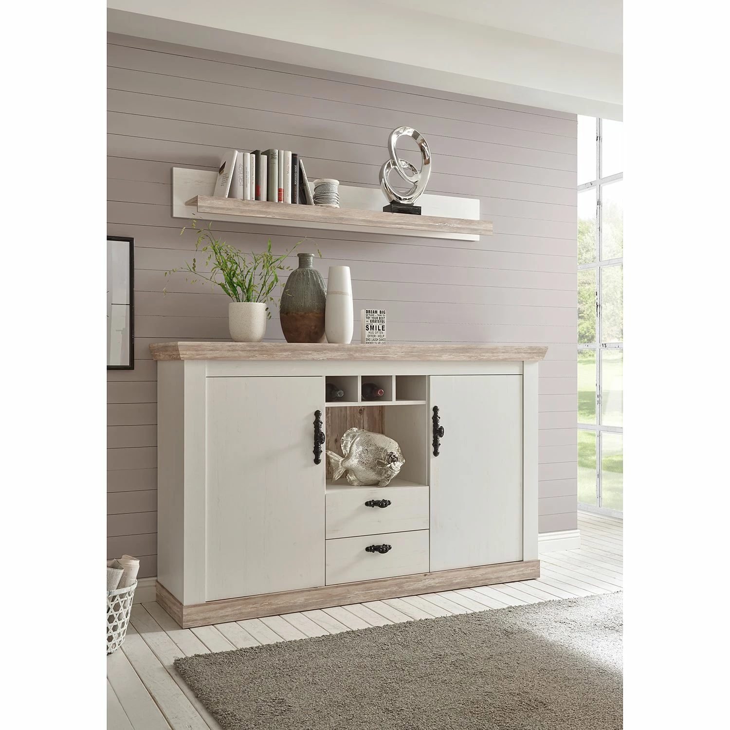 Ridgevalley Sideboard Lewk - Pinie Weiß Dekor / Pinie Dekor – Bild 2