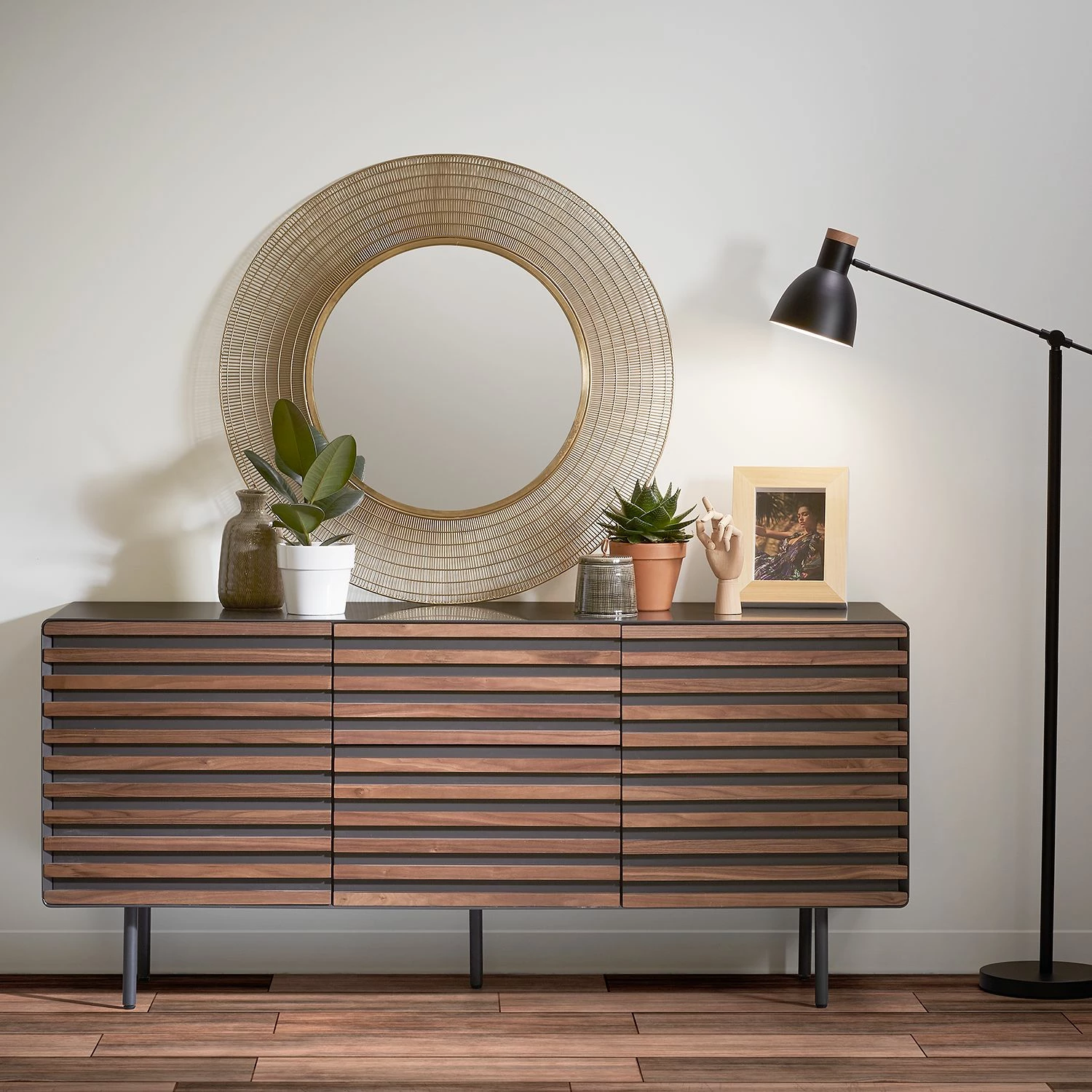 Norrwood Sideboard Kipra - Echtholzfurnier - Walnuss / Graphit – Bild 2
