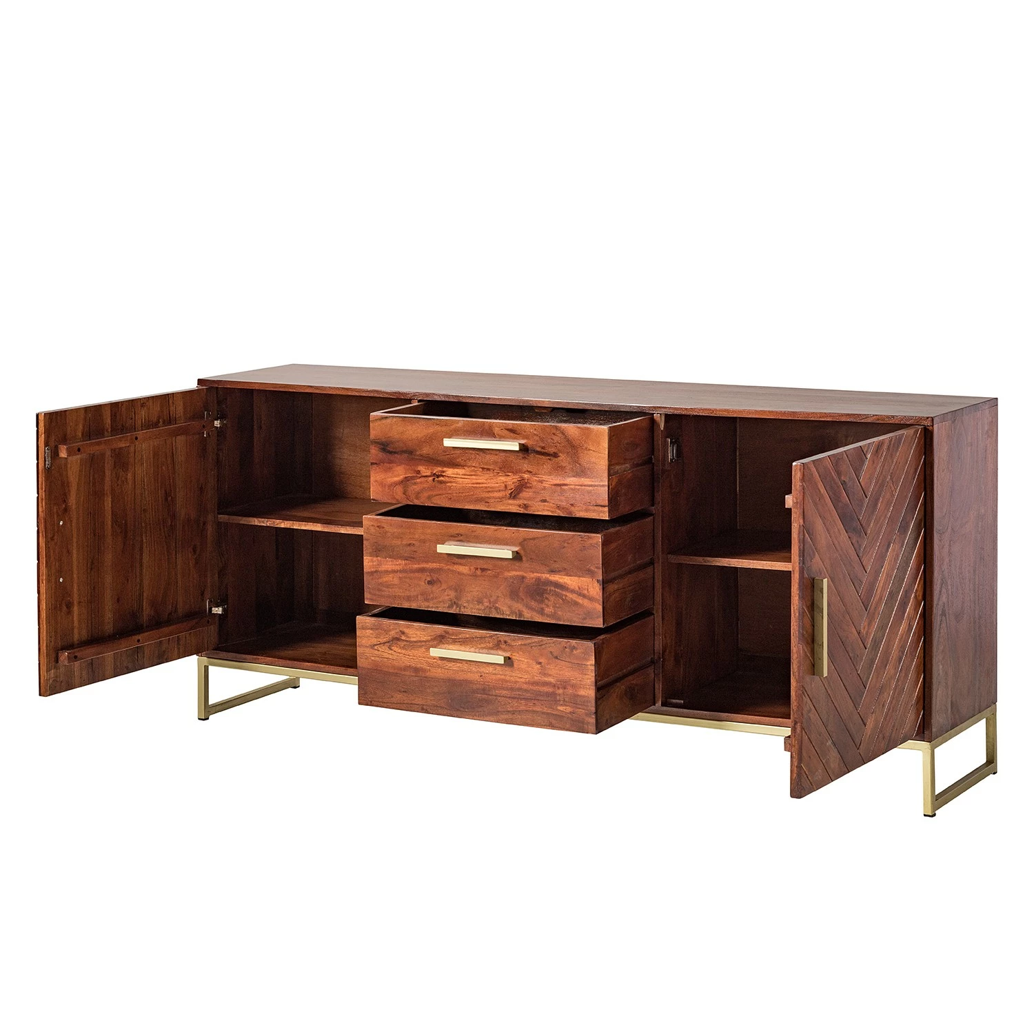 Jack & Alice Sideboard Loga - Akazie massiv / Eisen - Akazie Braun – Bild 7