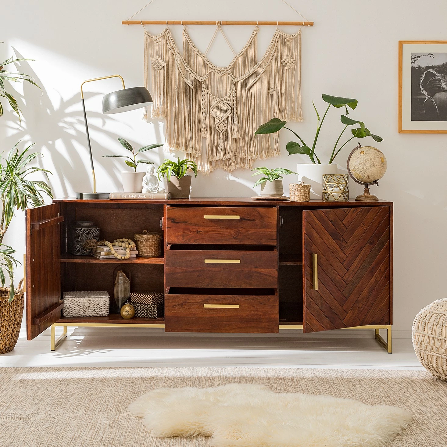 Jack & Alice Sideboard Loga - Akazie massiv / Eisen - Akazie Braun – Bild 4