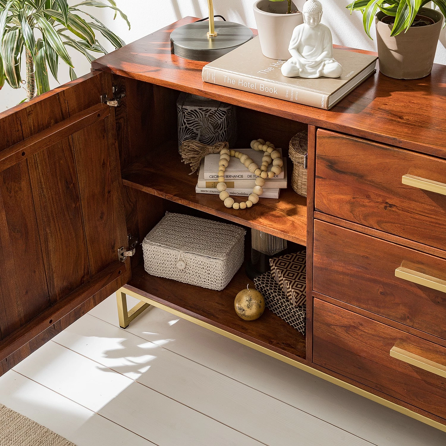 Jack & Alice Sideboard Loga - Akazie massiv / Eisen - Akazie Braun – Bild 13