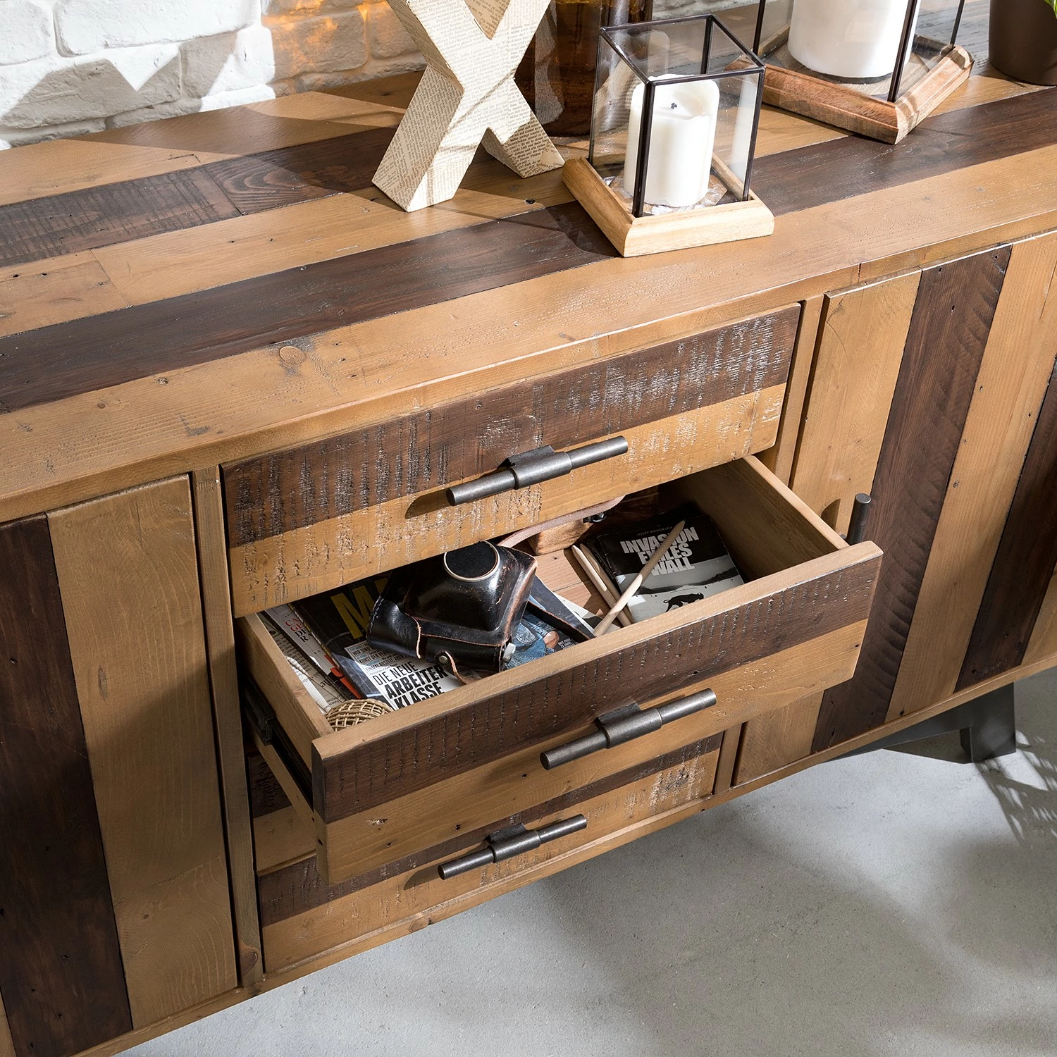 Ars manufacti Sideboard Tamati II - Pinie massiv / Eisen - Pinie / Schwarz – Bild 11