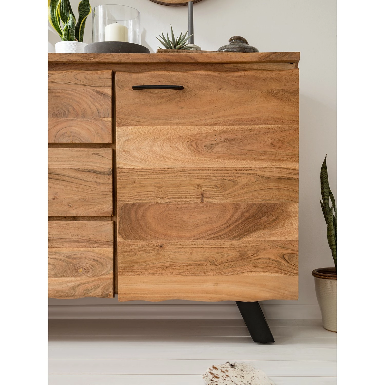 Ars Natura Sideboard Vardo - Akazie massiv / Metall - Akazie / Schwarz – Bild 13
