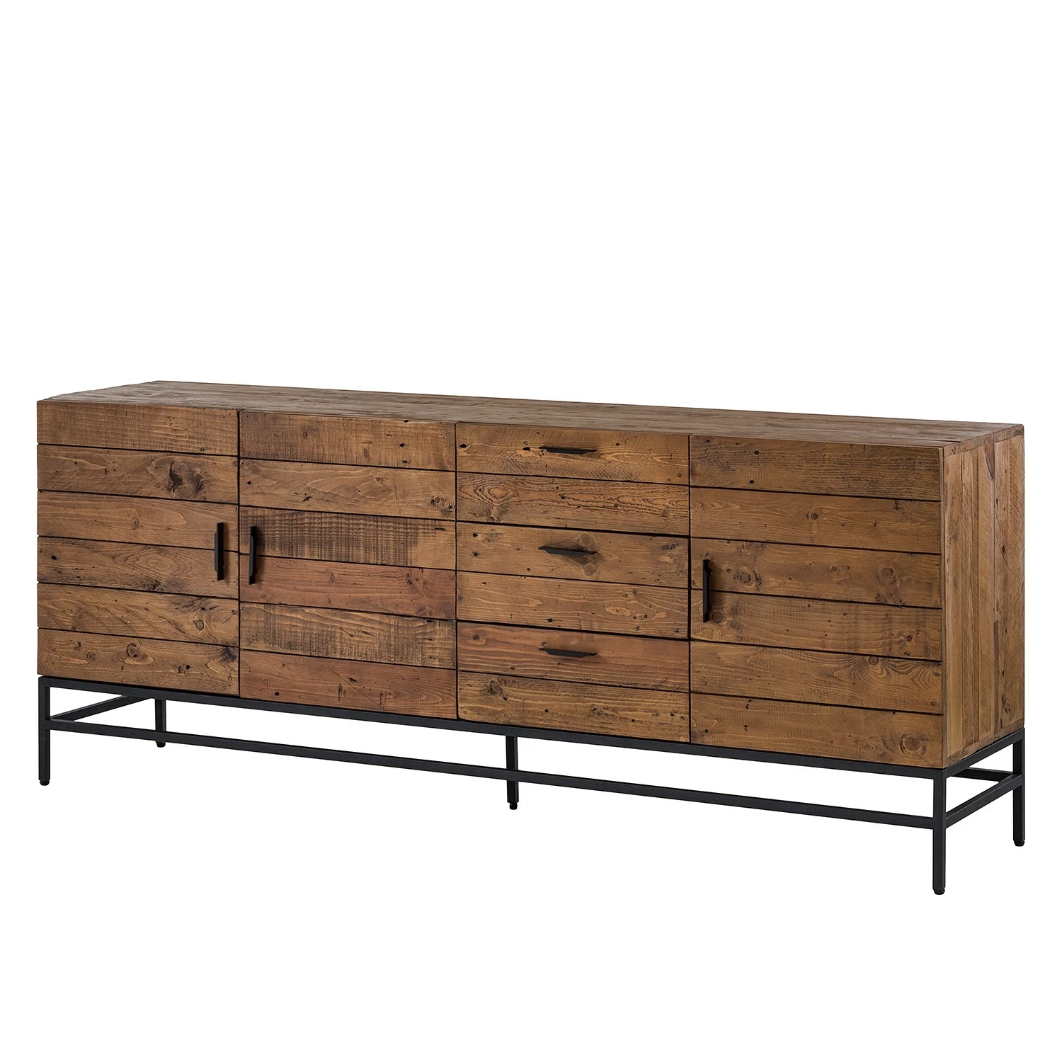 Ars manufacti Sideboard Grasby II - Altholz Pinie / Metall - Pinie Dunkel / Schwarz