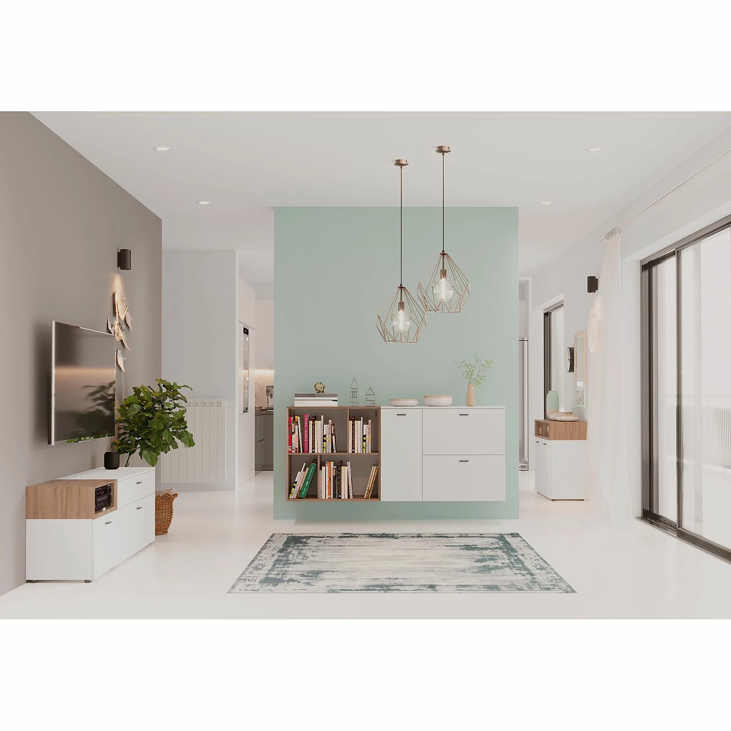 Germania Sideboard Coruna - Weiß / Eiche Grandson Dekor – Bild 2