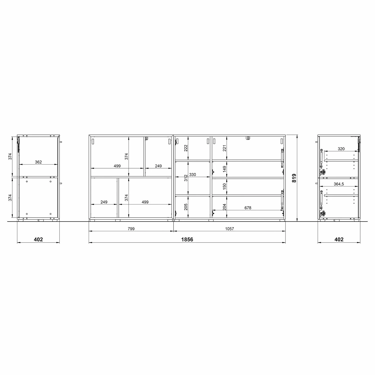 Germania Sideboard Coruna - Weiß / Eiche Grandson Dekor – Bild 7