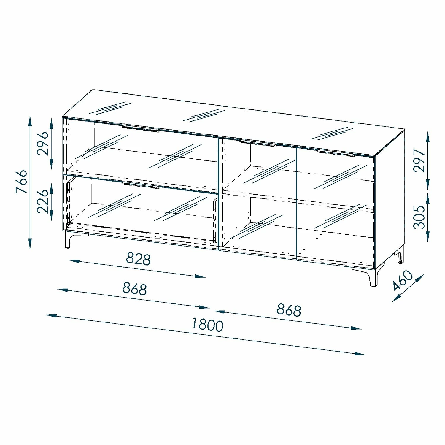 Maja Möbel Sideboard Shino II - Glas Weiß / Eiche Riviera Dekor – Bild 4