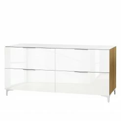 Maja Möbel Sideboard Shino III - Glas Weiß / Eiche Riviera Dekor