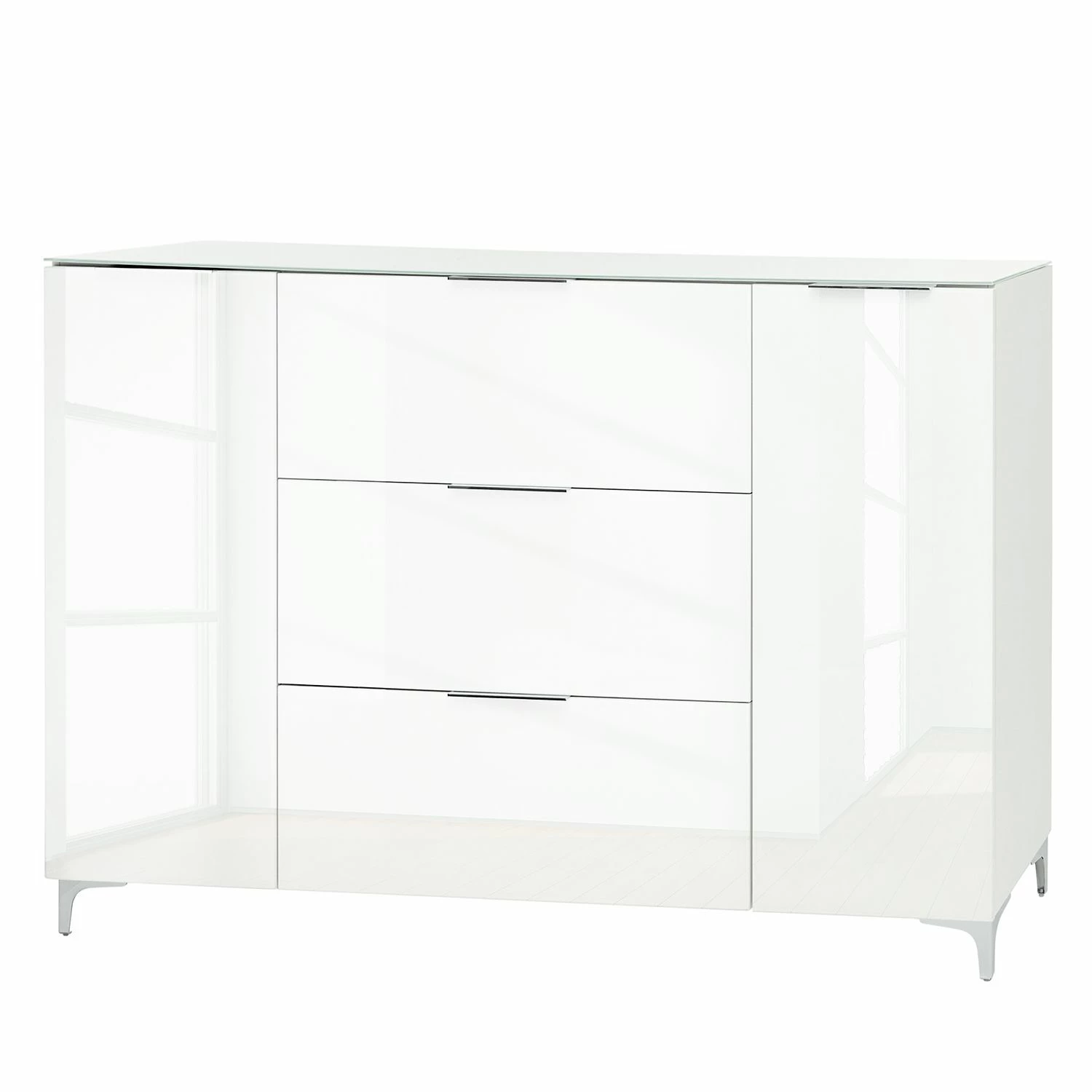 Maja Möbel Sideboard Shino IV - Glas Weiß / Weiß