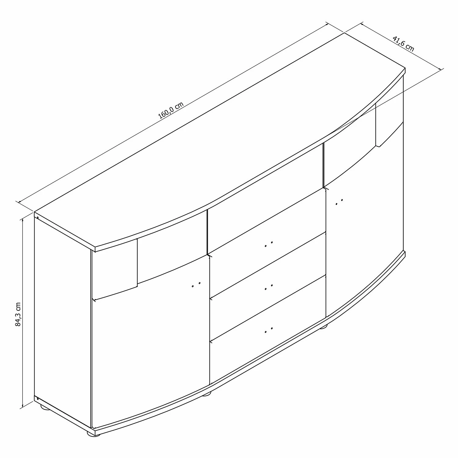 Loftscape Sideboard Mury - Hochglanz Weiß / Anthrazit – Bild 7