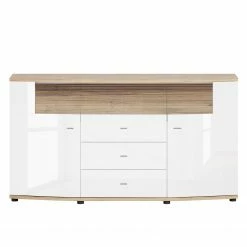 Loftscape Sideboard Jaguare - Hochglanz Weiß / Eiche Ribbeck Dekor