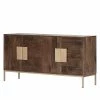 Jack & Alice Sideboard Lyss - Akazie massiv / Metall - Akazie Braun / Messing