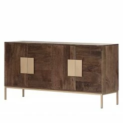 Jack & Alice Sideboard Lyss - Akazie massiv / Metall - Akazie Braun / Messing