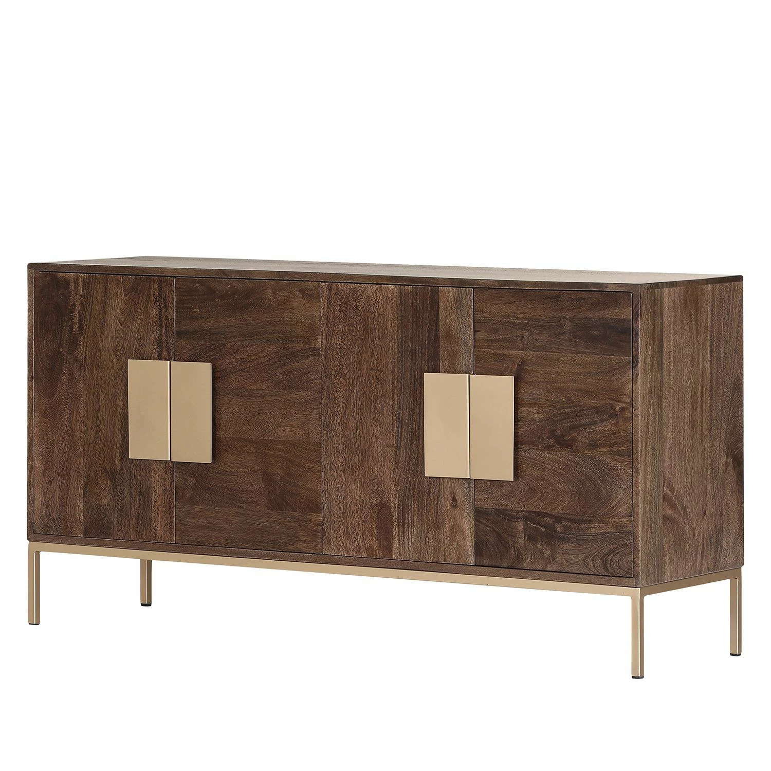 Jack & Alice Sideboard Lyss - Akazie massiv / Metall - Akazie Braun / Messing