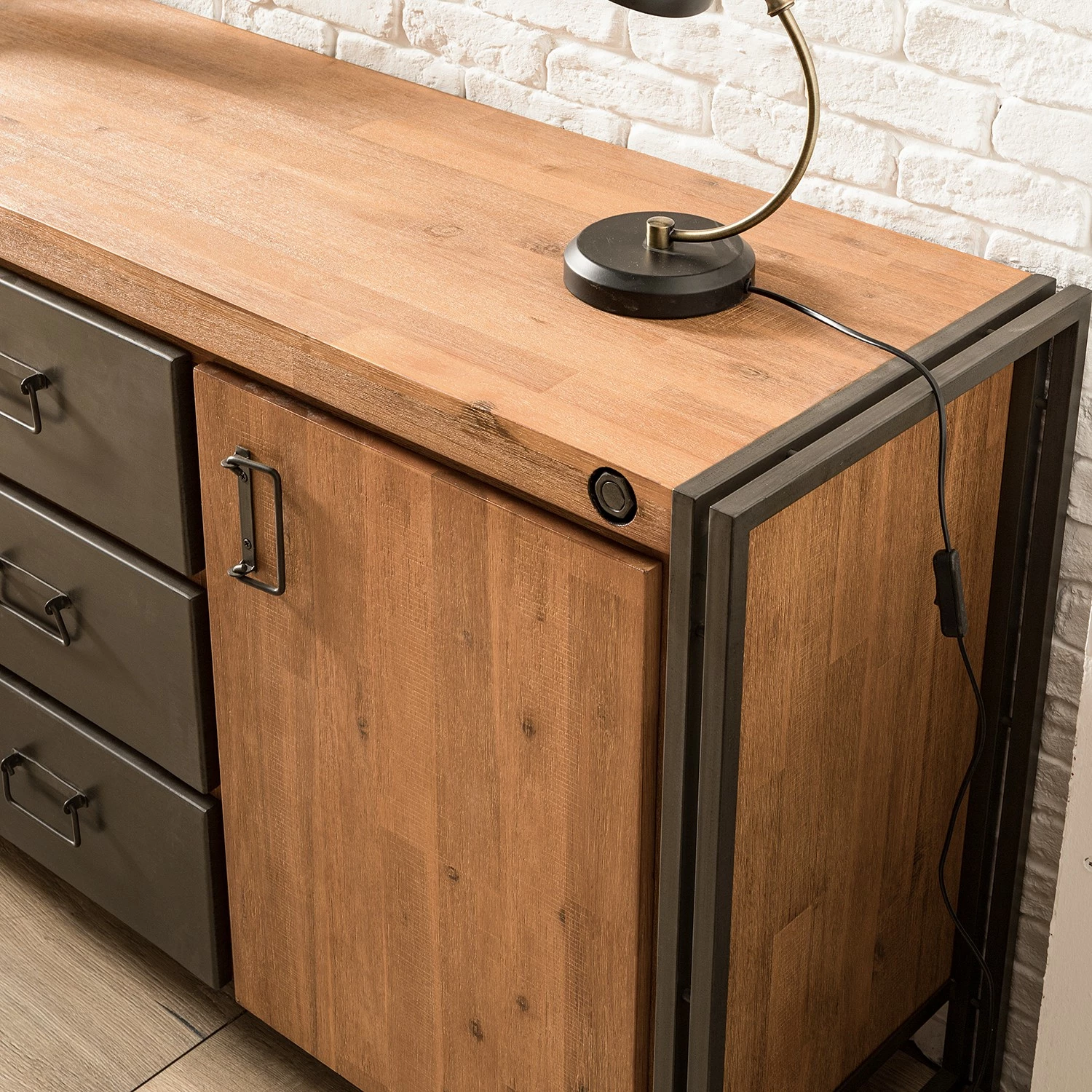 Ars manufacti Sideboard Manchester IV - Akazie massiv / Metall - Akazie / Anthrazit – Bild 6