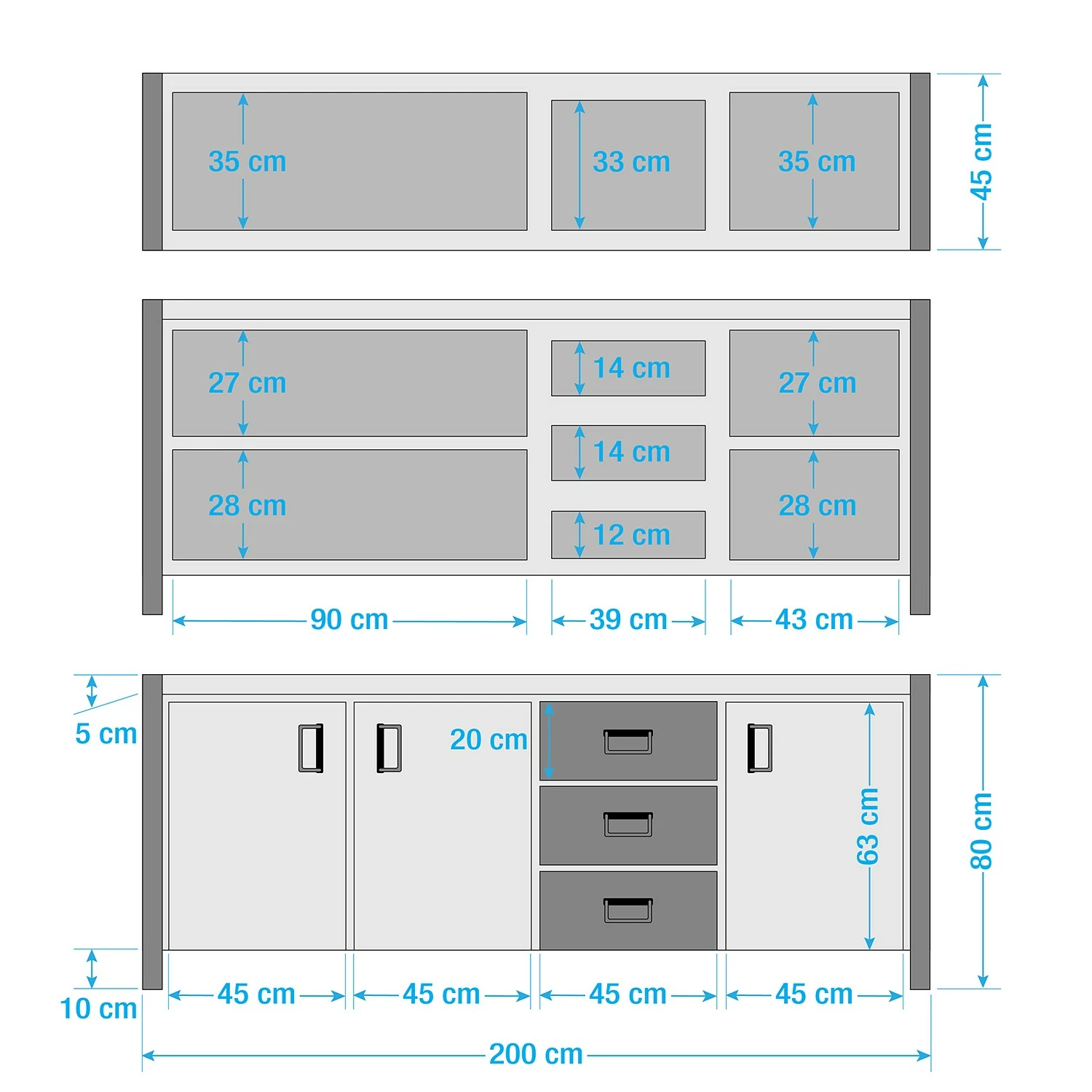 Ars manufacti Sideboard Manchester IV - Akazie massiv / Metall - Akazie / Anthrazit – Bild 14