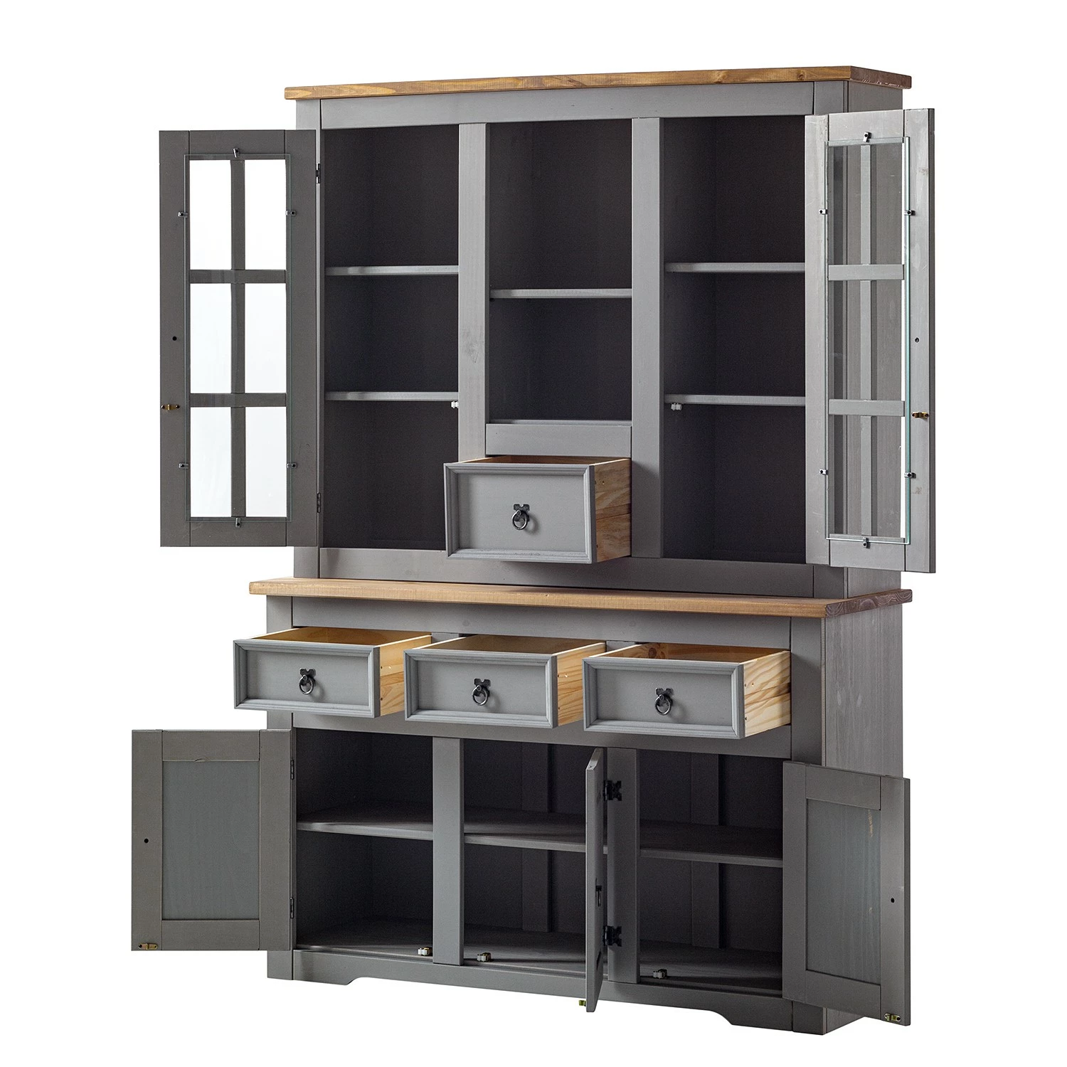 Maison Belfort Sideboard Finca Rustica - Kiefer massiv - Kiefer Grau – Bild 18