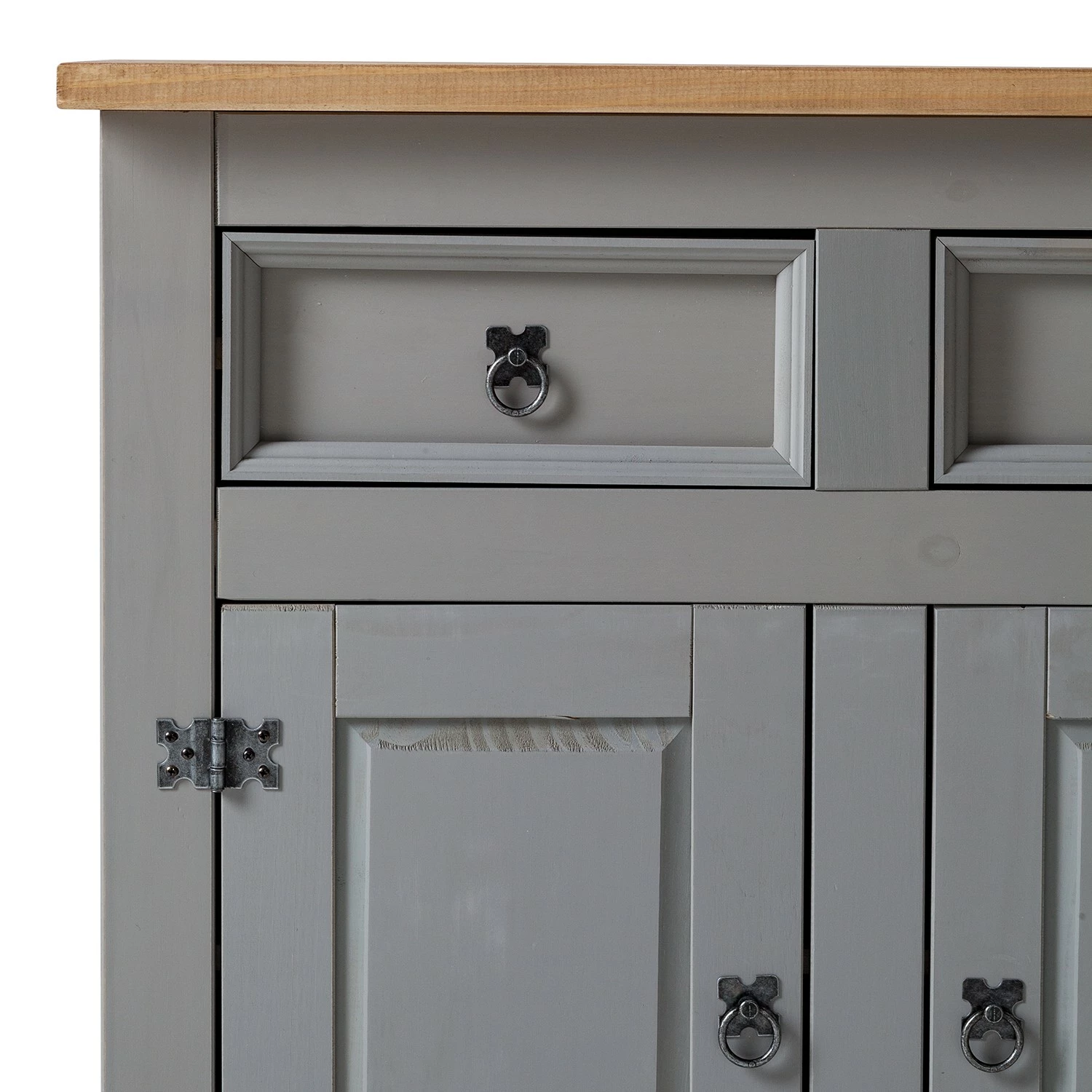 Maison Belfort Sideboard Finca Rustica - Kiefer massiv - Kiefer Grau – Bild 12