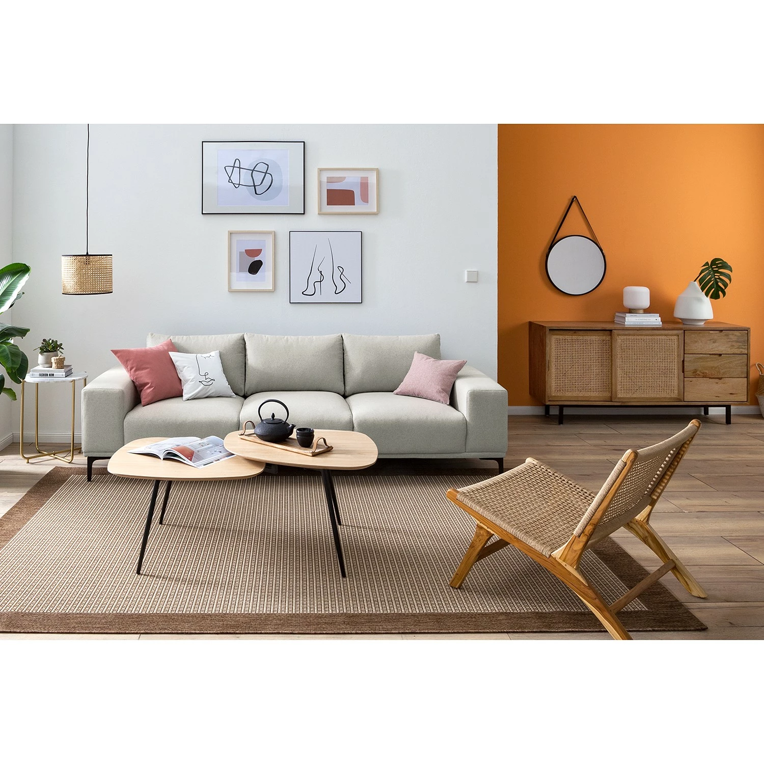 Ars manufacti Sideboard Vina I - Mango massiv / Wiener Geflecht - Mango / Schwarz – Bild 3