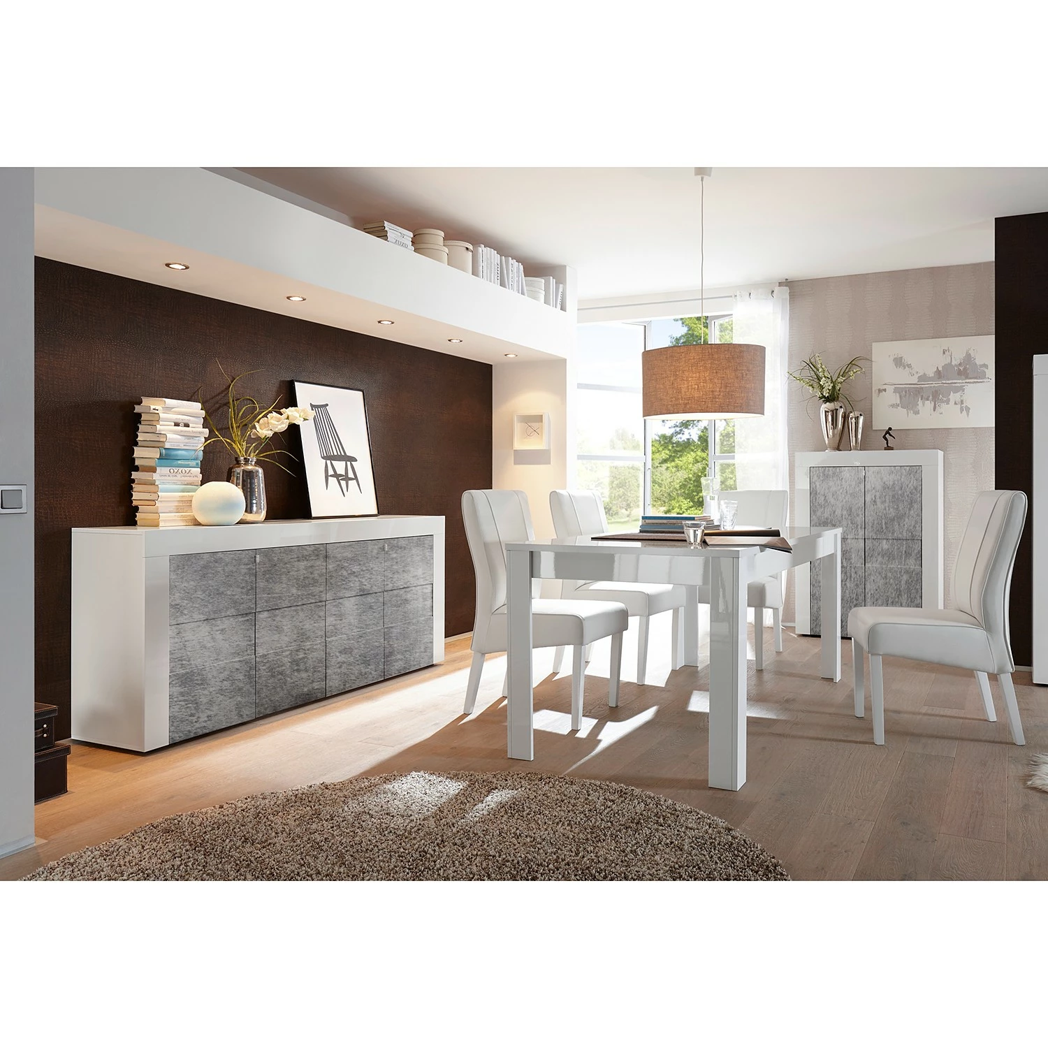 LC Spa Sideboard Easy III - Hochglanz Weiß / Beton Dekor – Bild 4