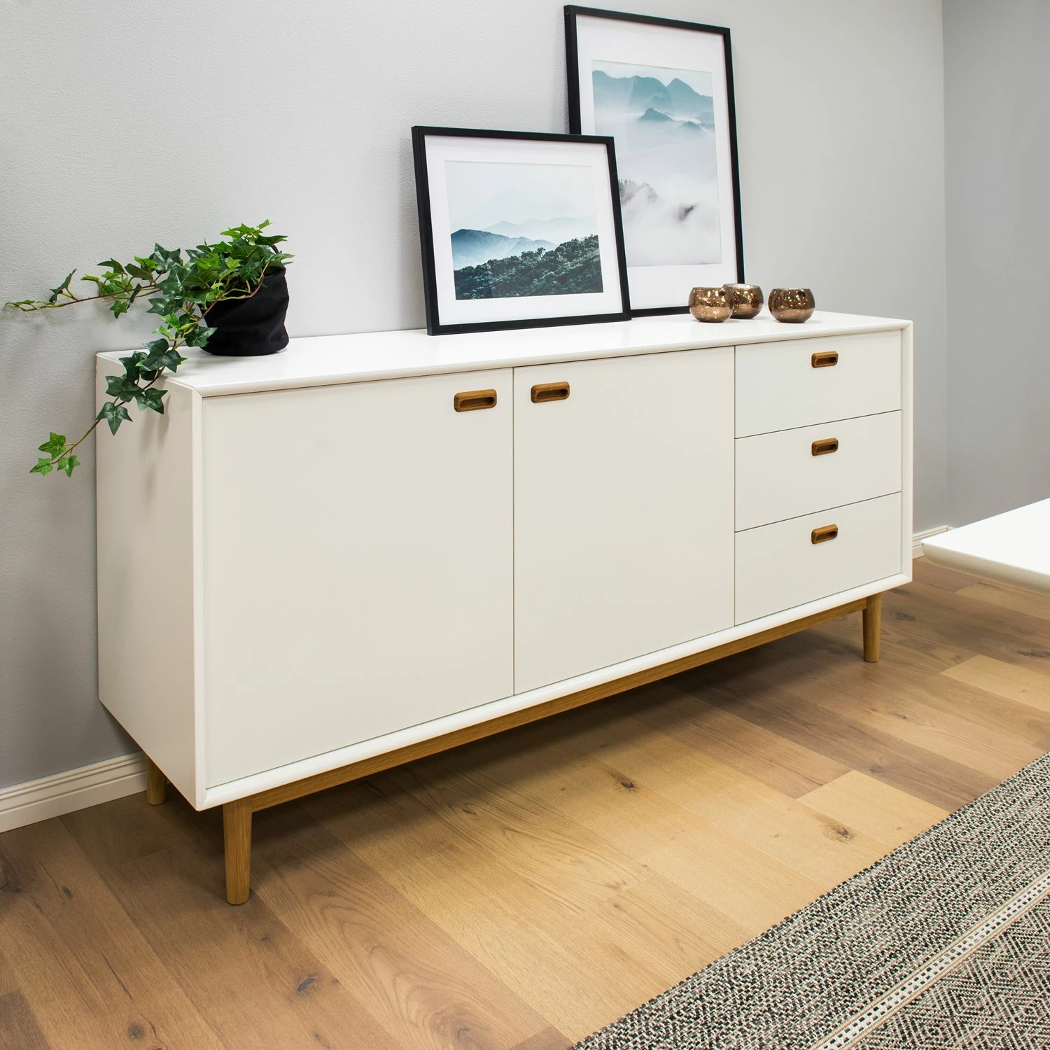 Tenzo Sideboard Svea II - Weiß / Eiche Dekor – Bild 2