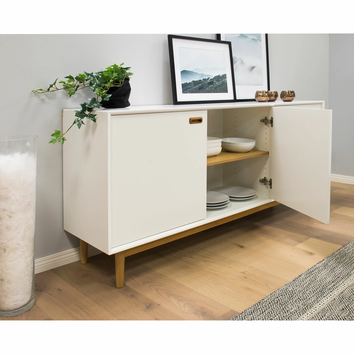 Tenzo Sideboard Svea II - Weiß / Eiche Dekor – Bild 3