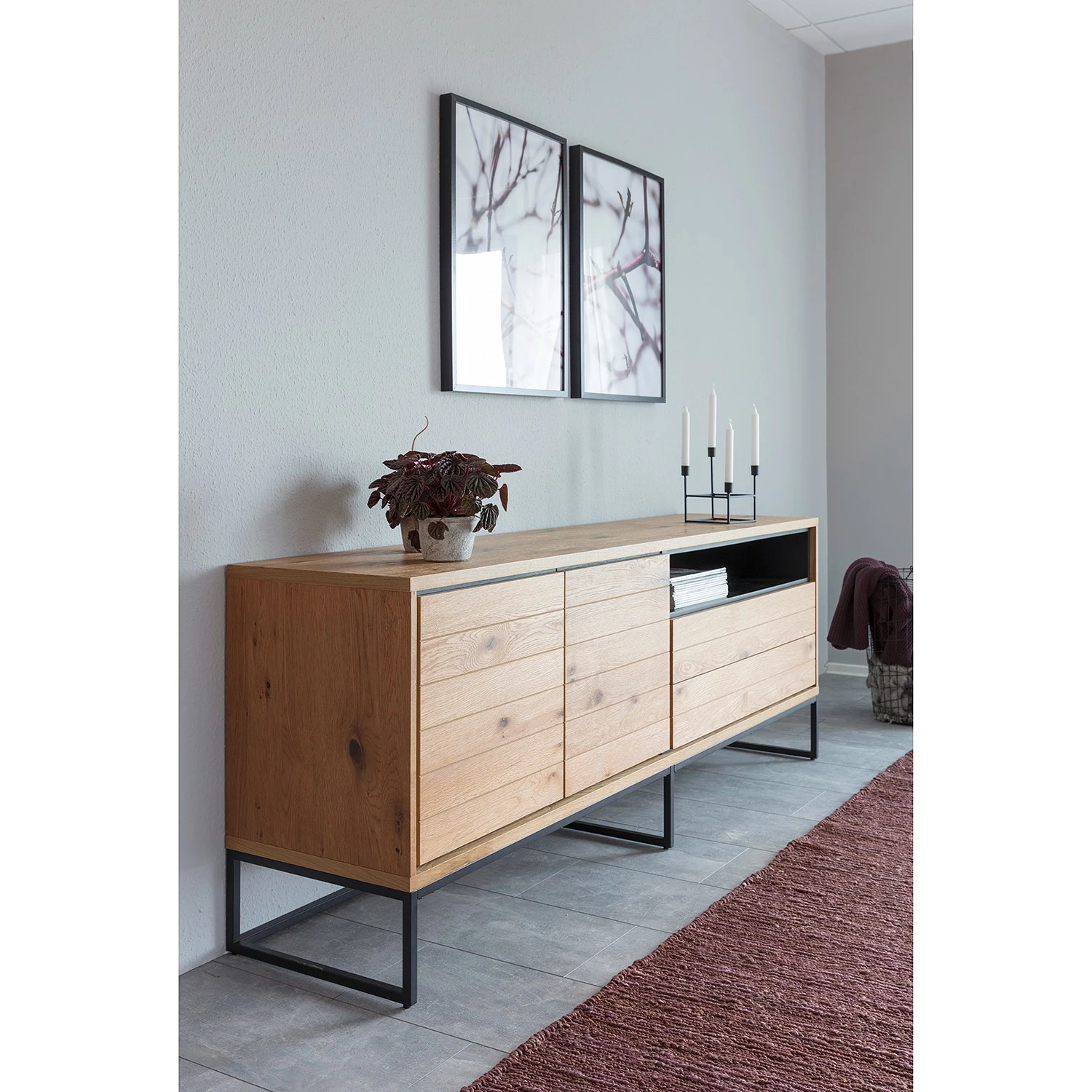 Red Living Sideboard Frahan I - Wildeiche / Schwarz – Bild 2