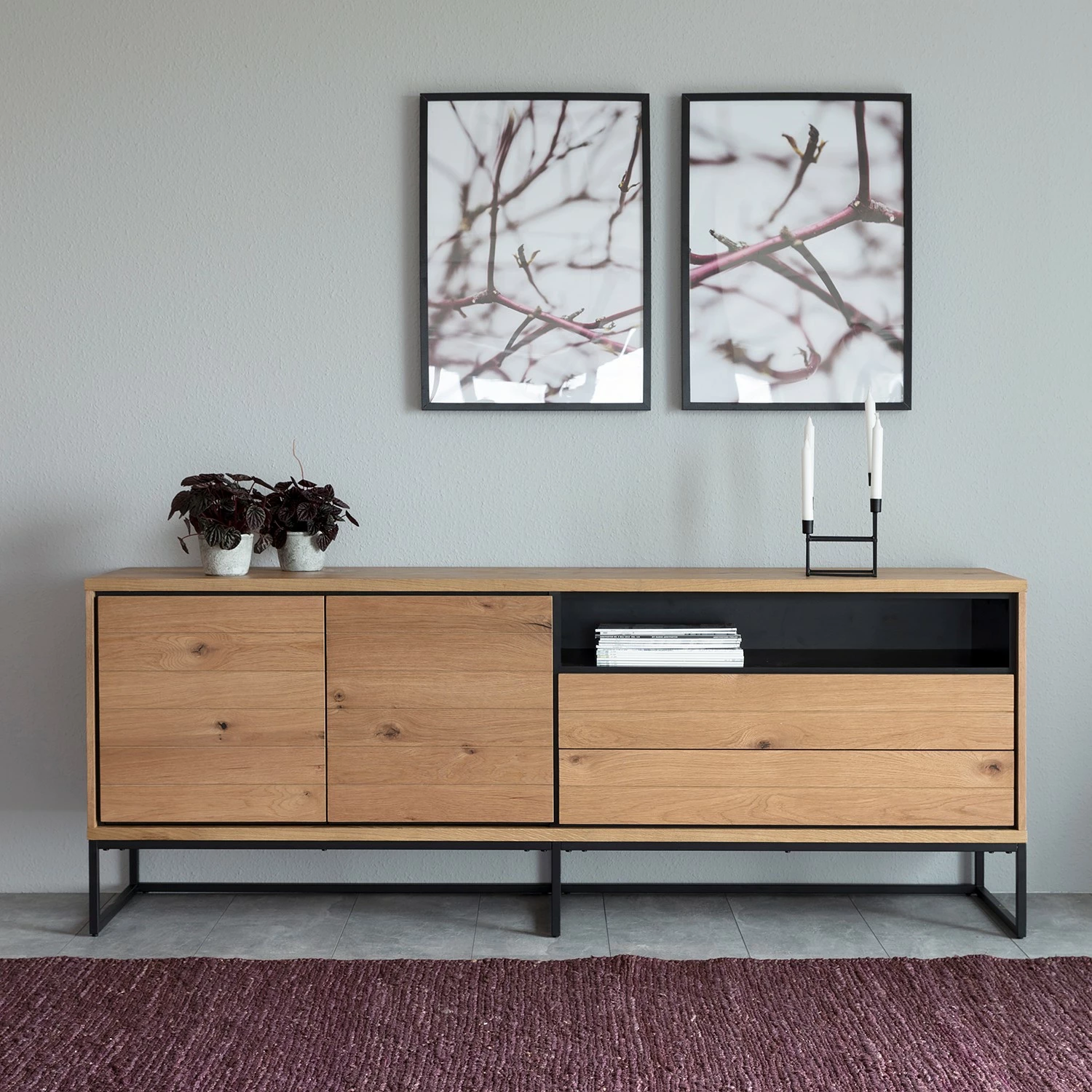 Red Living Sideboard Frahan I - Wildeiche / Schwarz – Bild 3
