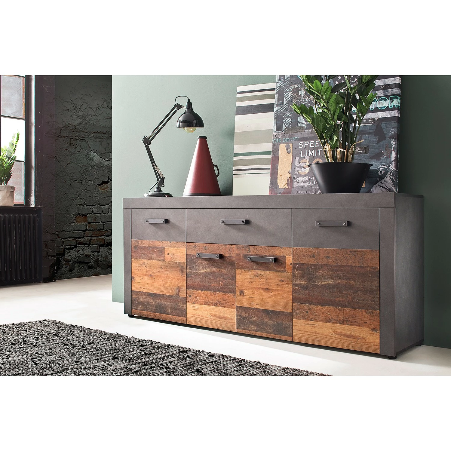 Trendteam Sideboard Indy - Altholz Pinie Dekor / Vintage Grau – Bild 2