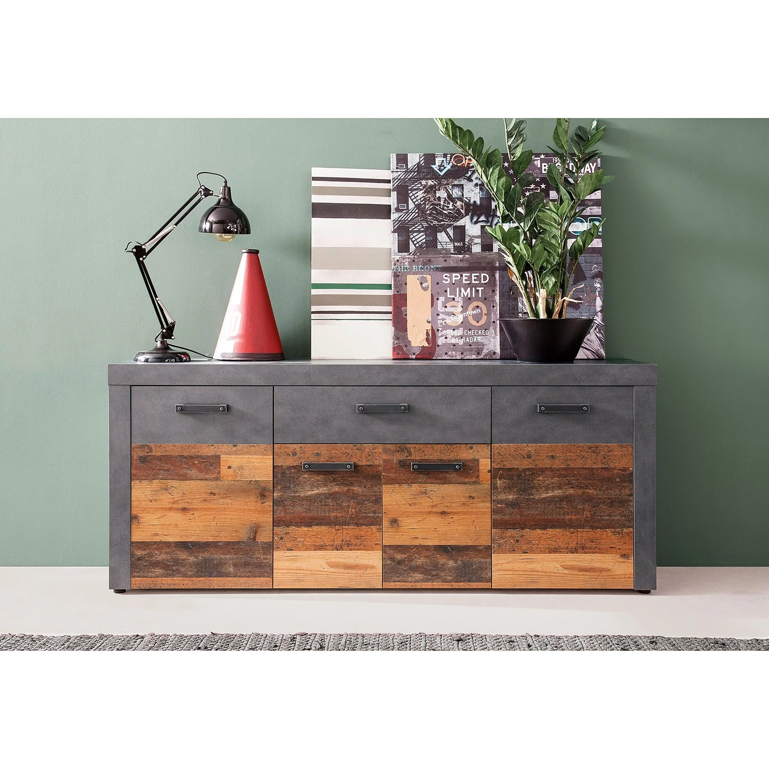Trendteam Sideboard Indy - Altholz Pinie Dekor / Vintage Grau – Bild 3