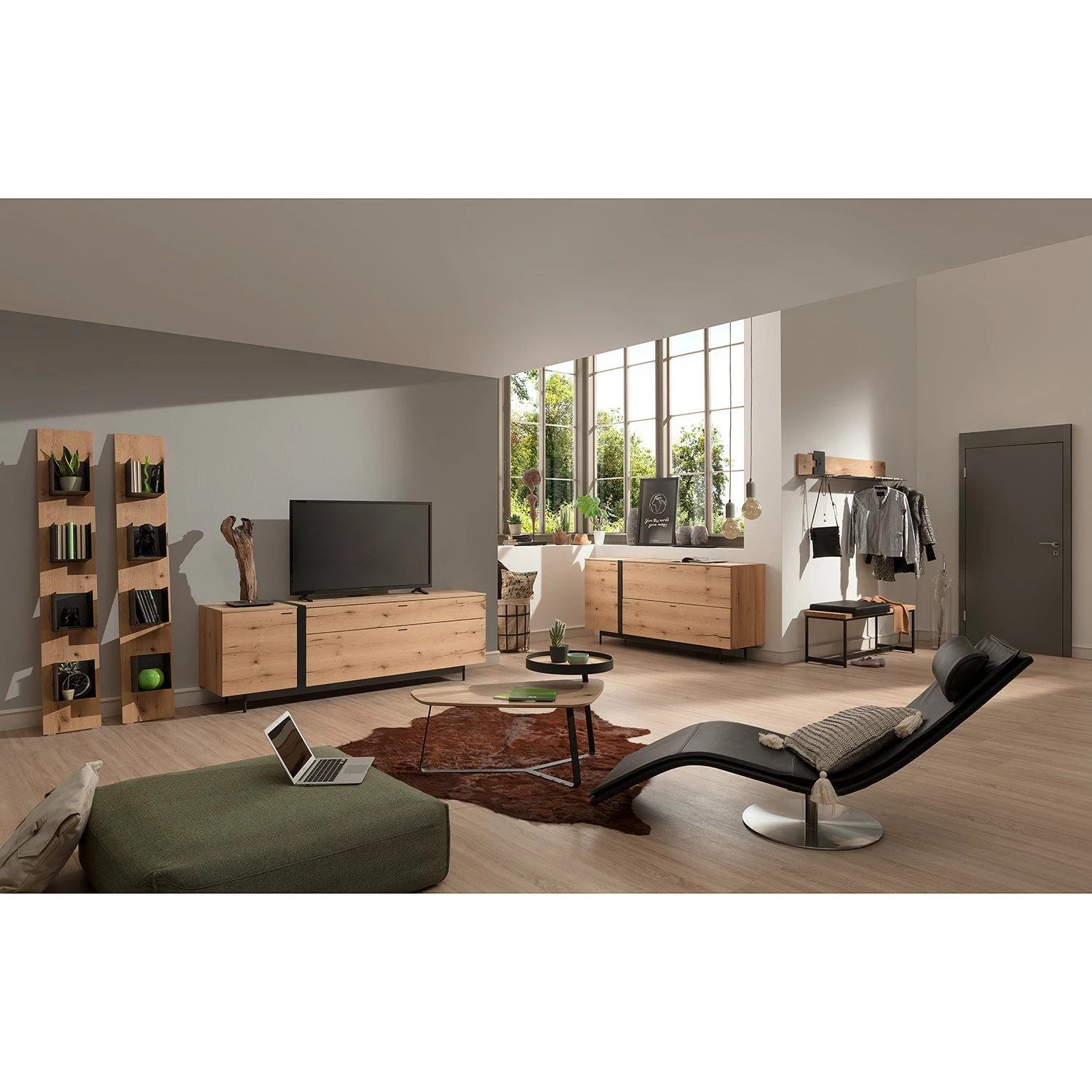 GWINNER Sideboard Style - Echtholzfurnier / Metall - Eiche / Anthrazit – Bild 3