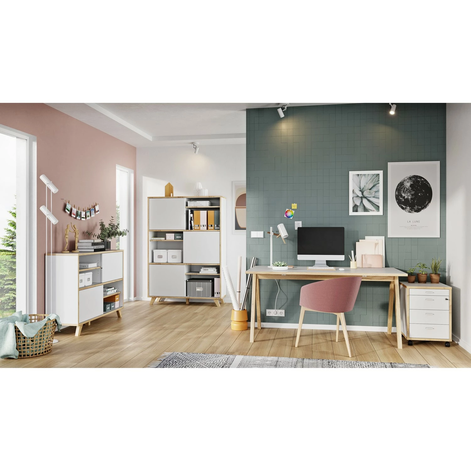 Germania Sideboard Svene - Weiß / Eiche Sonoma Dekor - Breite: 120 cm – Bild 2