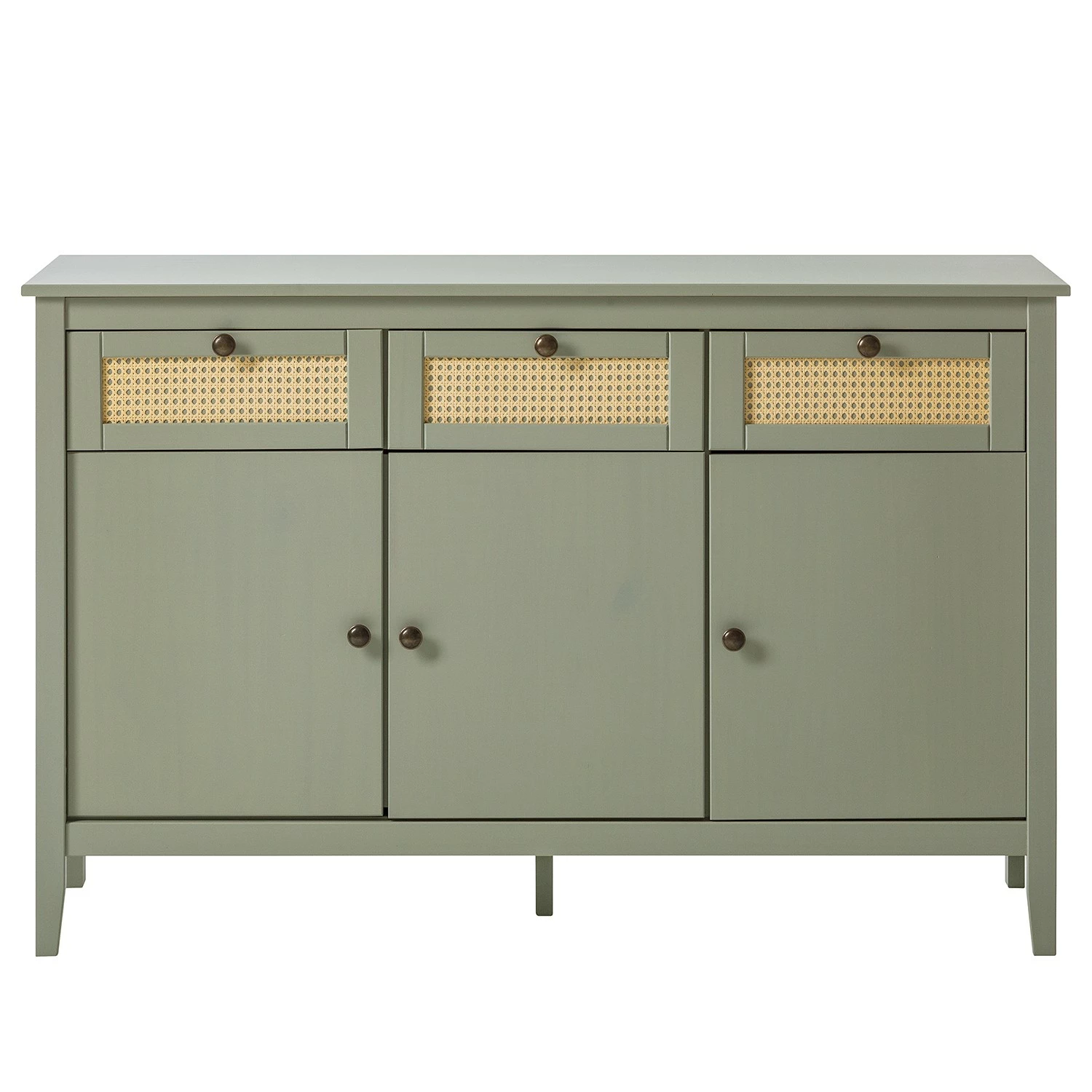 Maison Belfort Sideboard Belleria - Kiefer massiv / Wiener Geflecht - Hellolivgrün – Bild 3