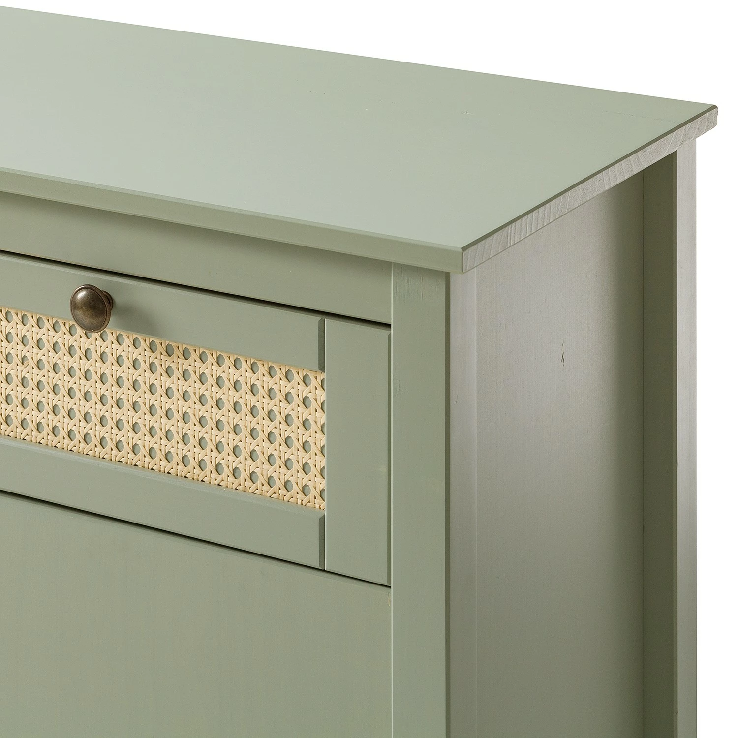 Maison Belfort Sideboard Belleria - Kiefer massiv / Wiener Geflecht - Hellolivgrün – Bild 11