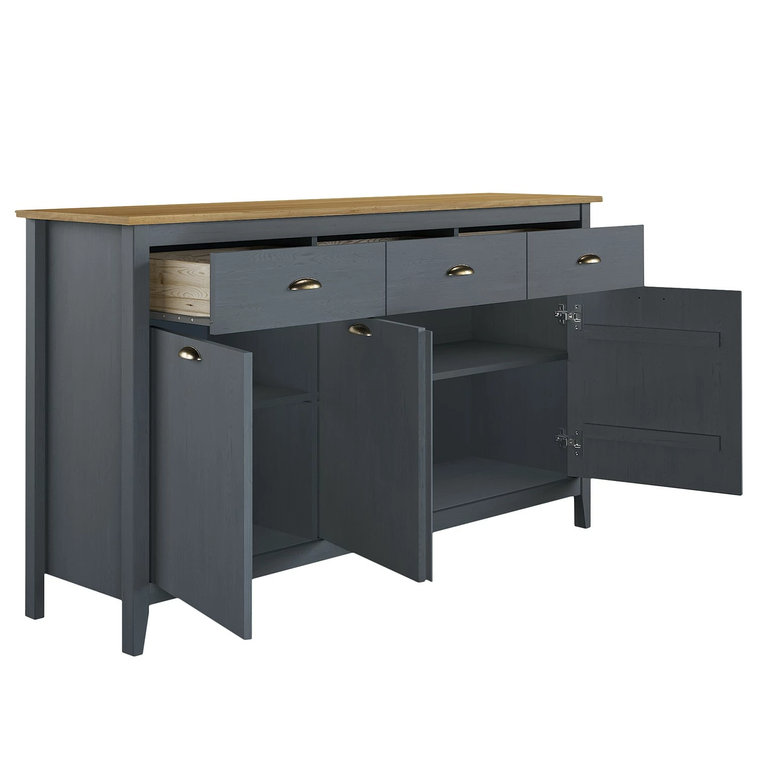 Maison Belfort Sideboard Rivery - Kiefer massiv - Anthrazit – Bild 5